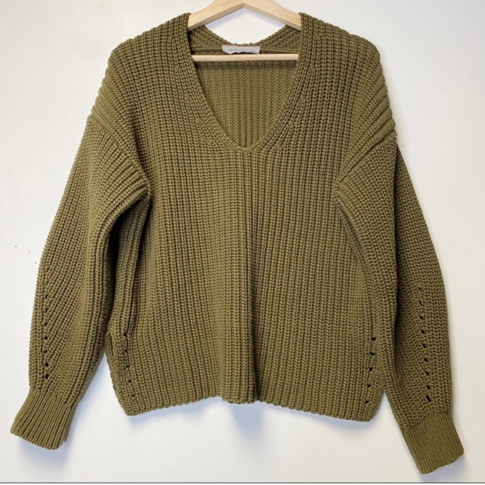 Everlane Olive Green Chunky Knit Boxy Sweater Size Medium